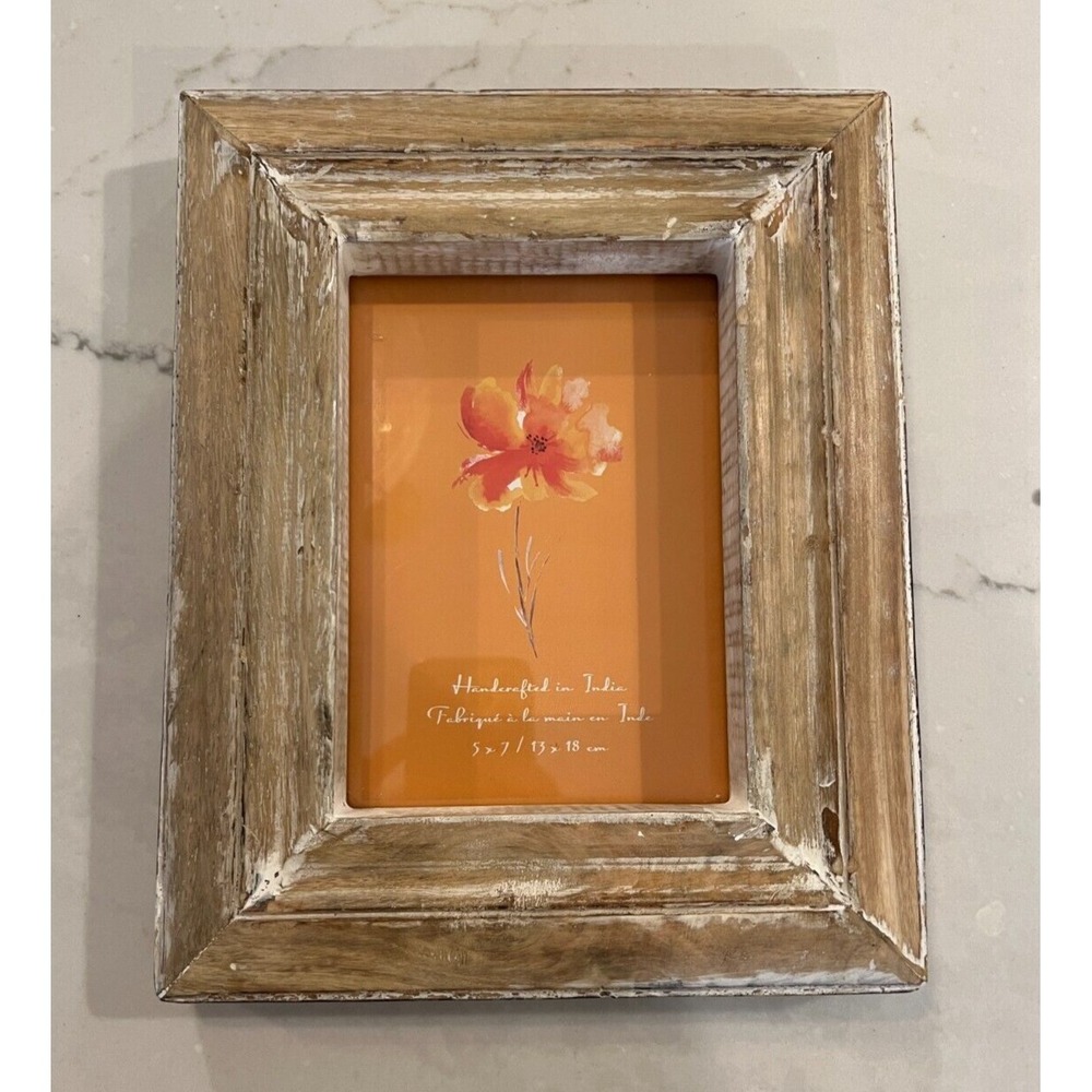 Wide Wood Distressed Rustic Light Brown Picture Frame 5x7